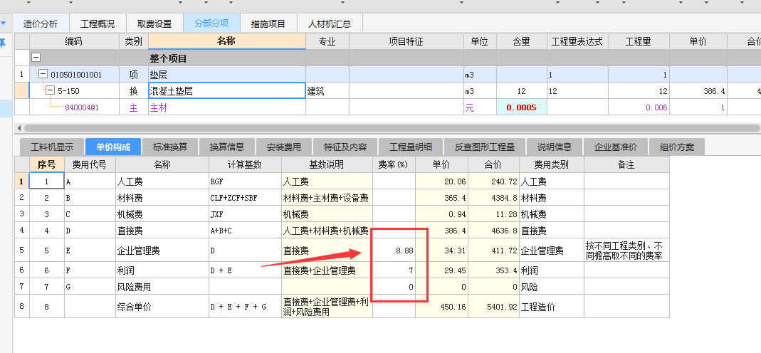 工程综合单价